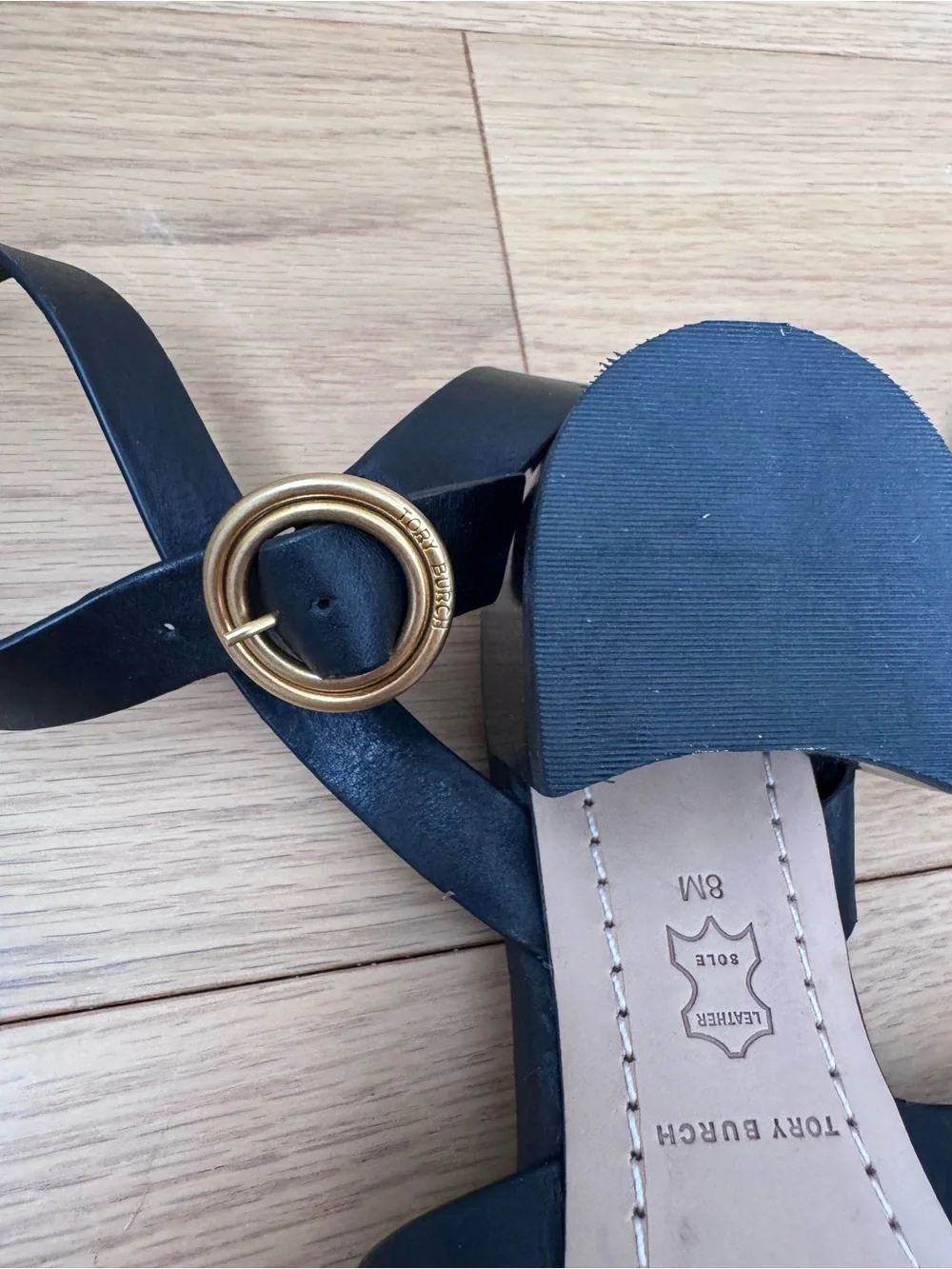 Tory Burch Black Leather Crisscross Ankle-Strap Sandals